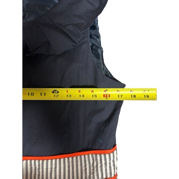 ALYX Nautical Navy Striped Dress with Ruffled Collar Size 14 Coastal Vacation - Picture 6 of 9